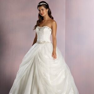 Alfred Angelo Disney Belle 254 Princess Wedding Dress Size 18W - Ivory/Silver